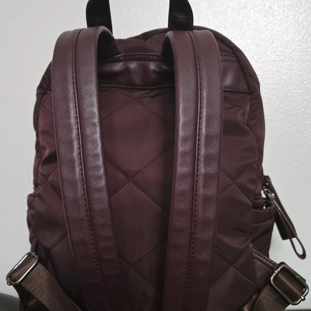 SOL AND SELENE, Purple Quilted Backpack with Smooth Fabric